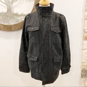 KR3W Krew Wool Blend City Coat Gray Tweed Small